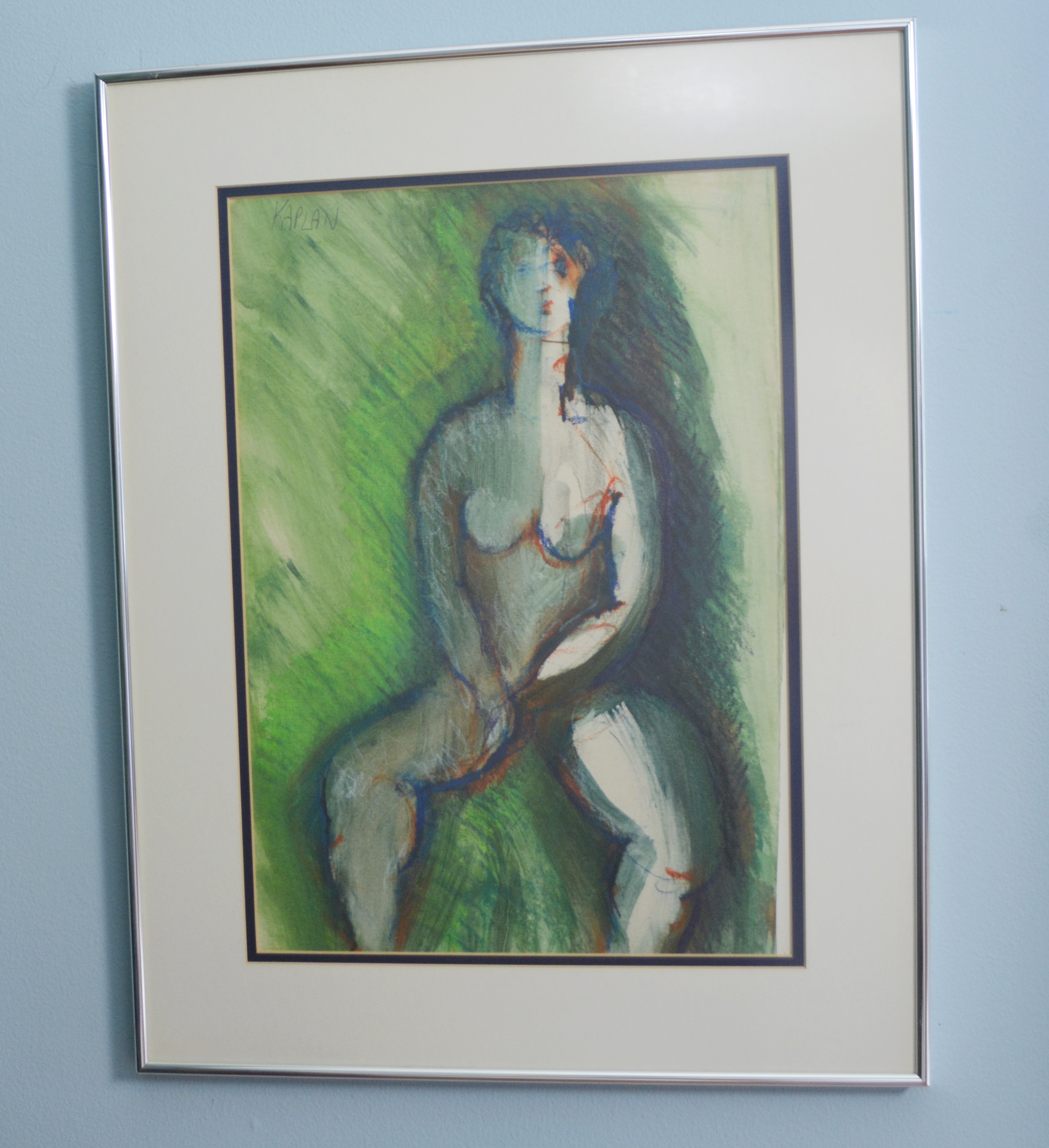 Saul Kaplain Original "Seated Woman" Pastel Drawing