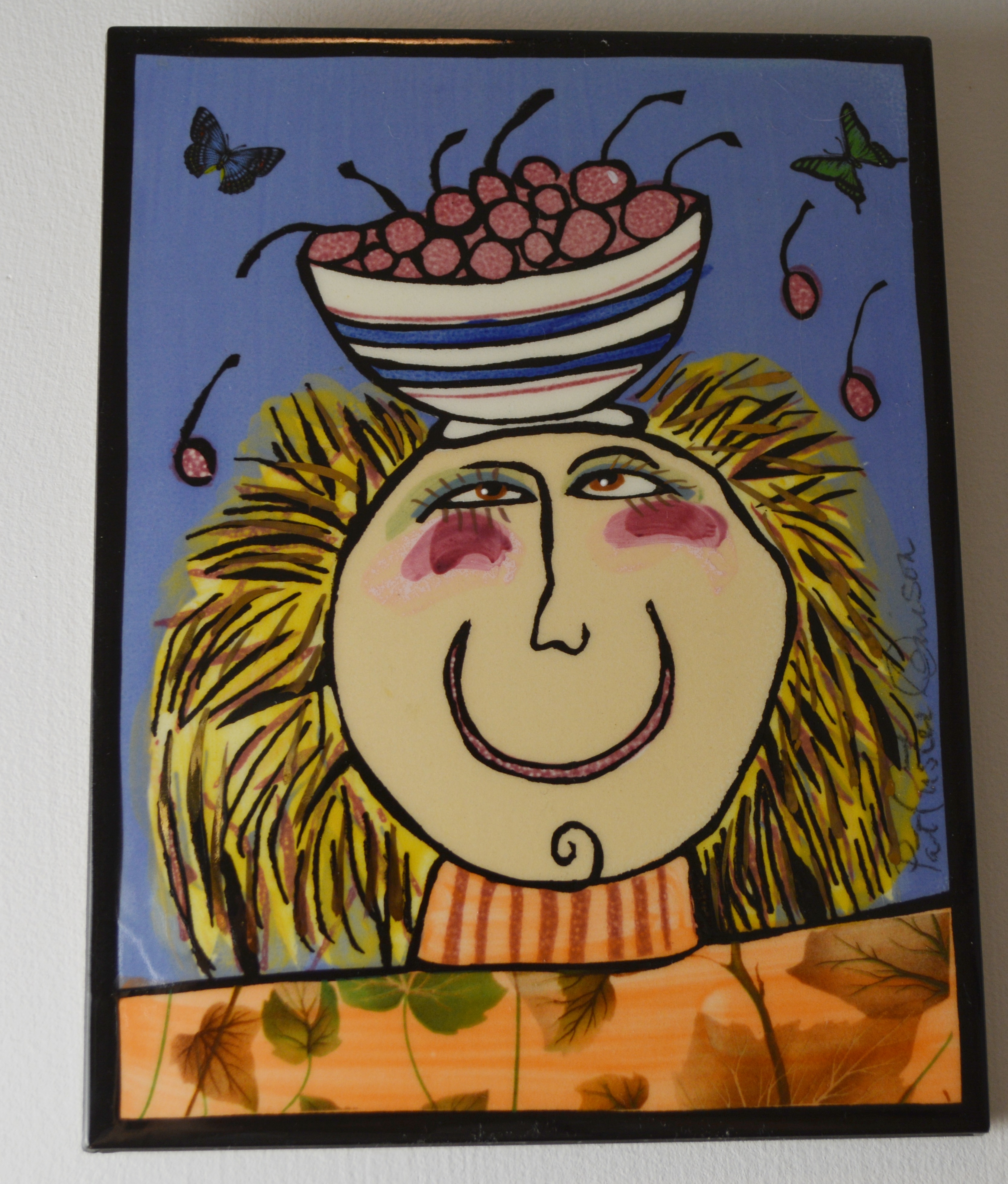 Five Pat Custer Denison Painted Ceramic Art Tiles