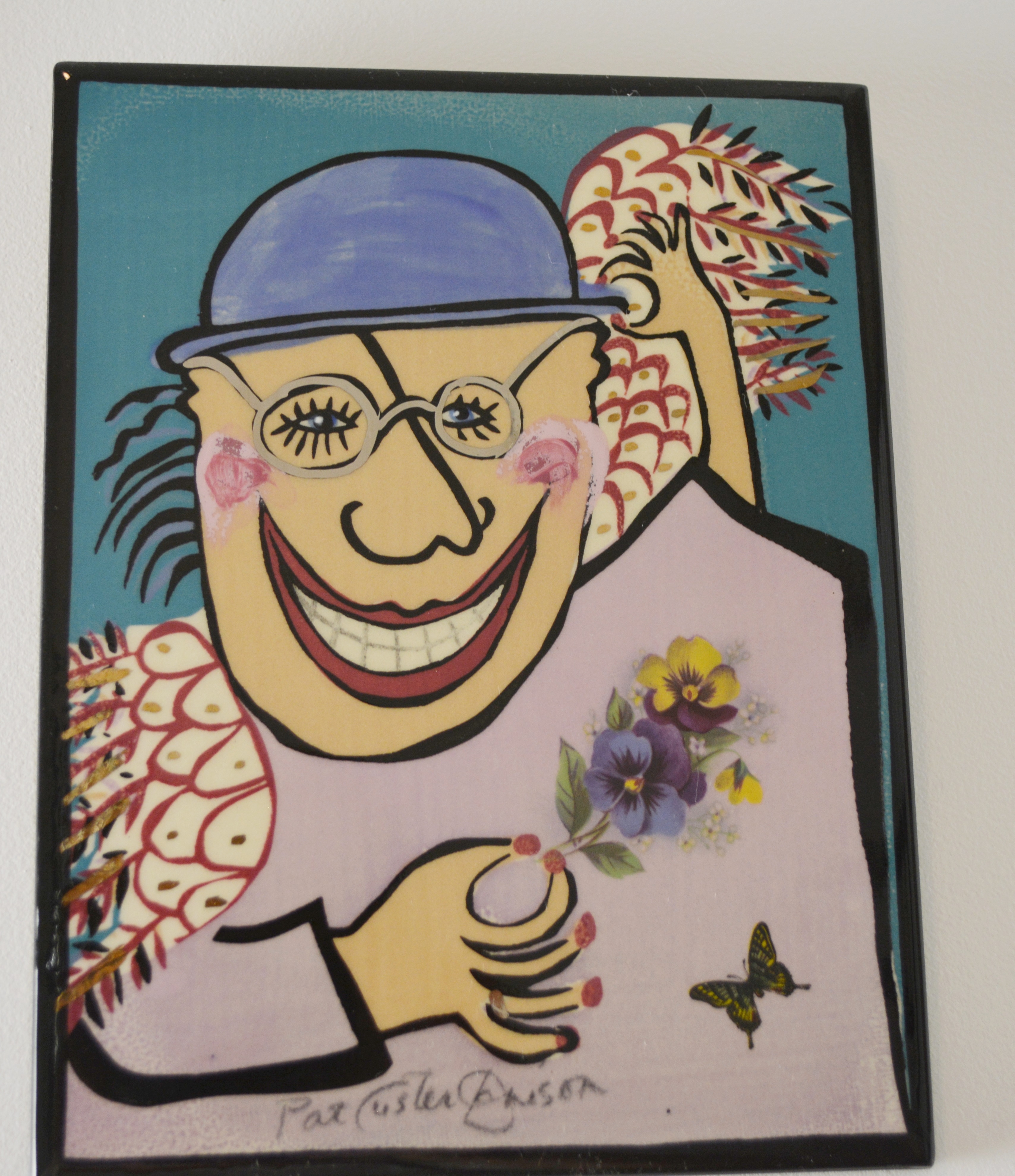 Five Pat Custer Denison Painted Ceramic Art Tiles