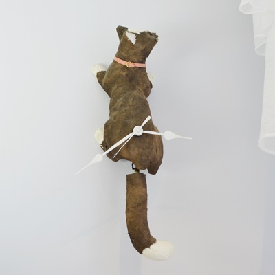 Papier-mâché Kitten Clock