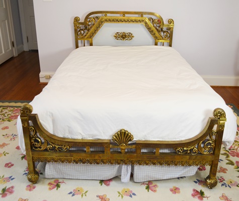 Ornate Brass and Glass Full Size Bed