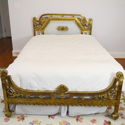 Ornate Brass and Glass Full Size Bed