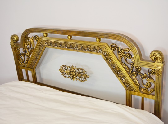 Ornate Brass and Glass Full Size Bed