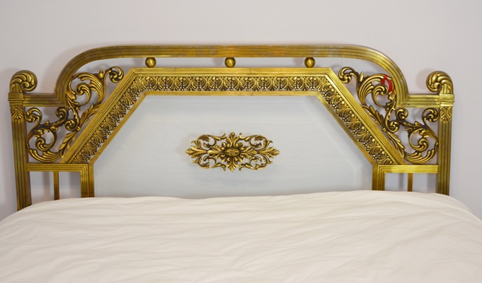 Ornate Brass and Glass Full Size Bed
