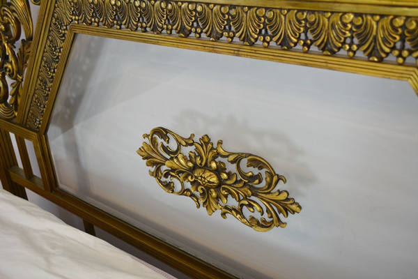 Ornate Brass and Glass Full Size Bed