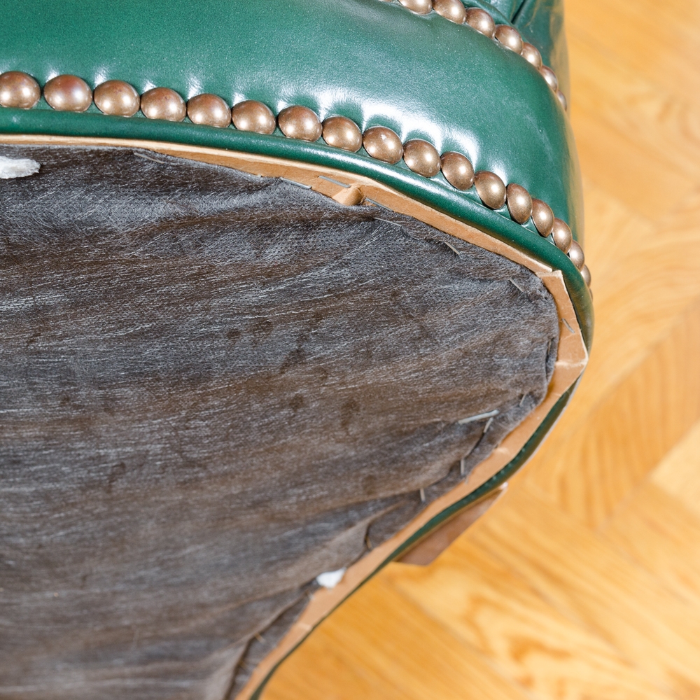 Vintage Tufted Green Leather Office Chair