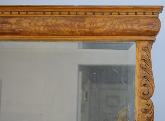 Antique Serpentine Quilted Maple Dresser With Mirror