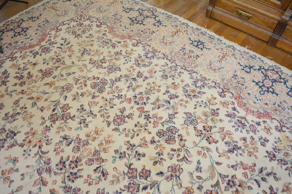 Handwoven Kerman Style Floral Wool Area Rug