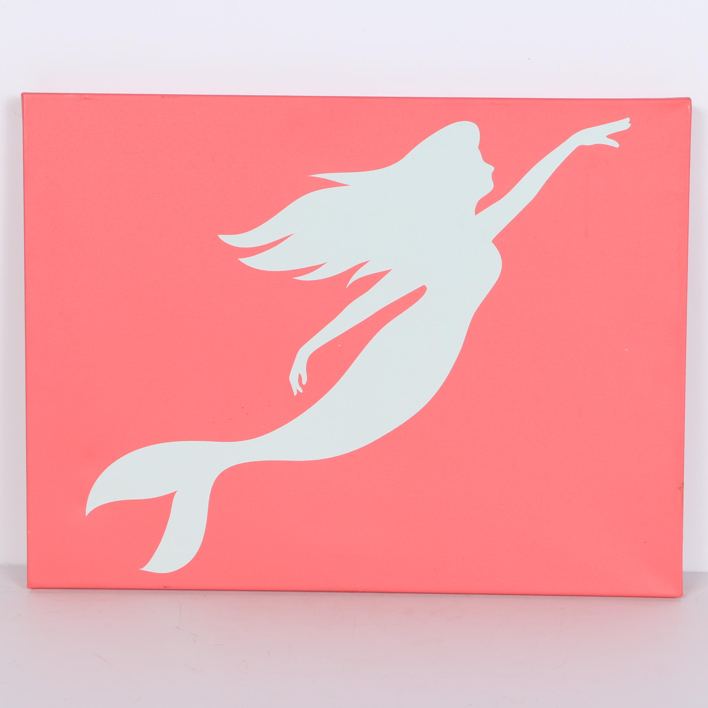 Acrylic Paintings on Canvas of a Mermaid and a Lion