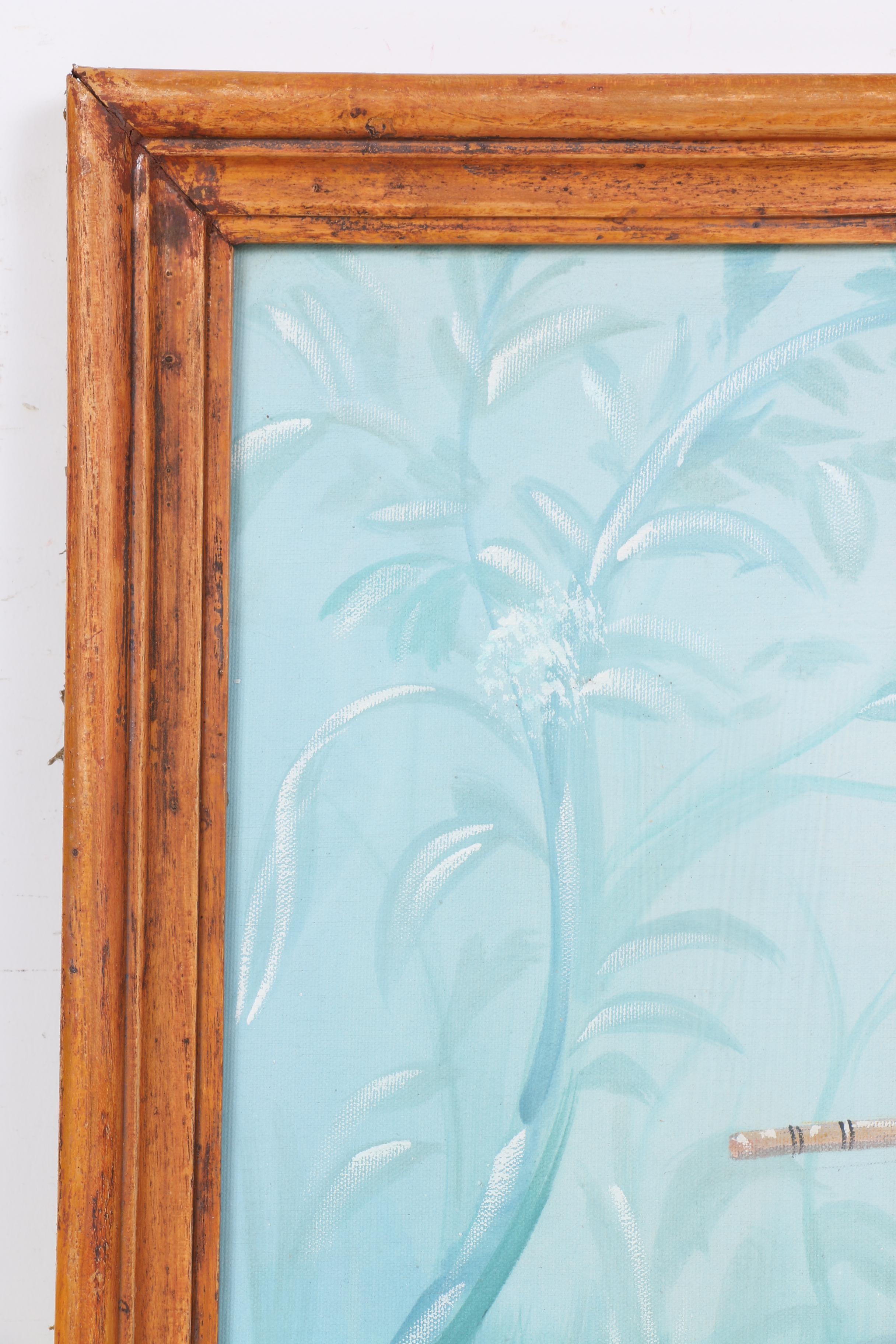 Gouache Painting on Canvas of Krishna