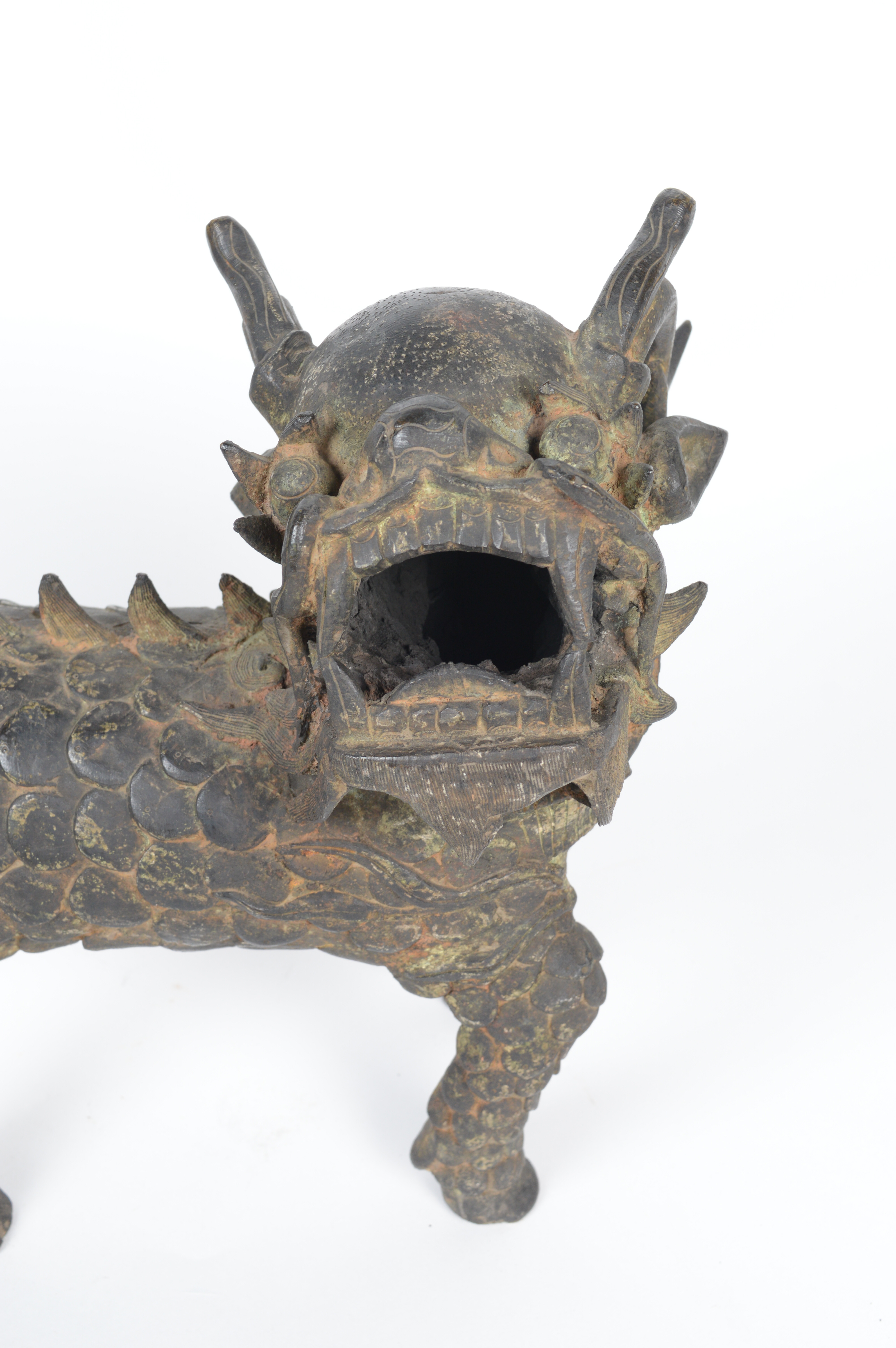 Late Qing Dynasty Spelter Chinese Qilin Sculpture