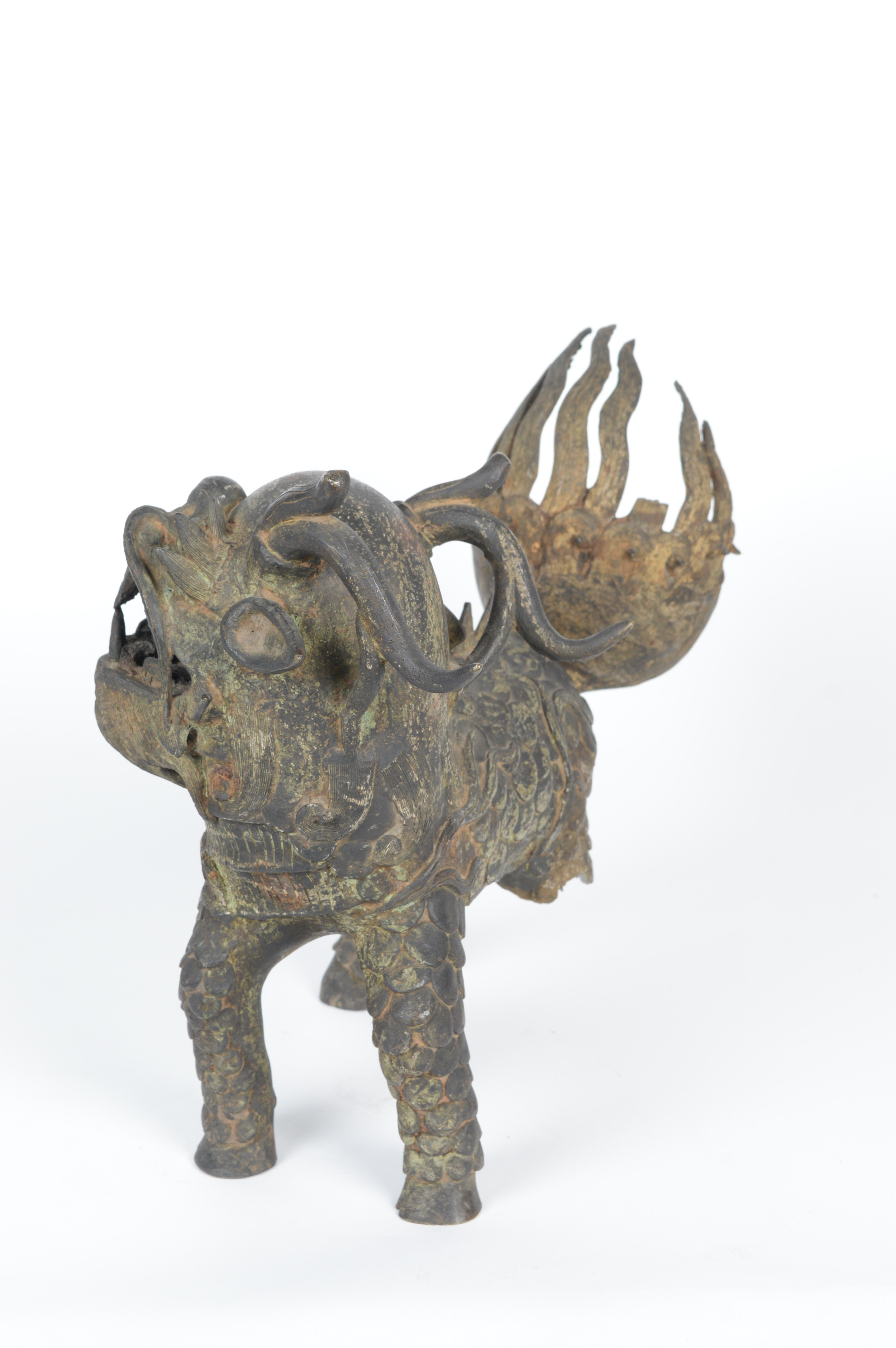 Late Qing Dynasty Spelter Chinese Qilin Sculpture