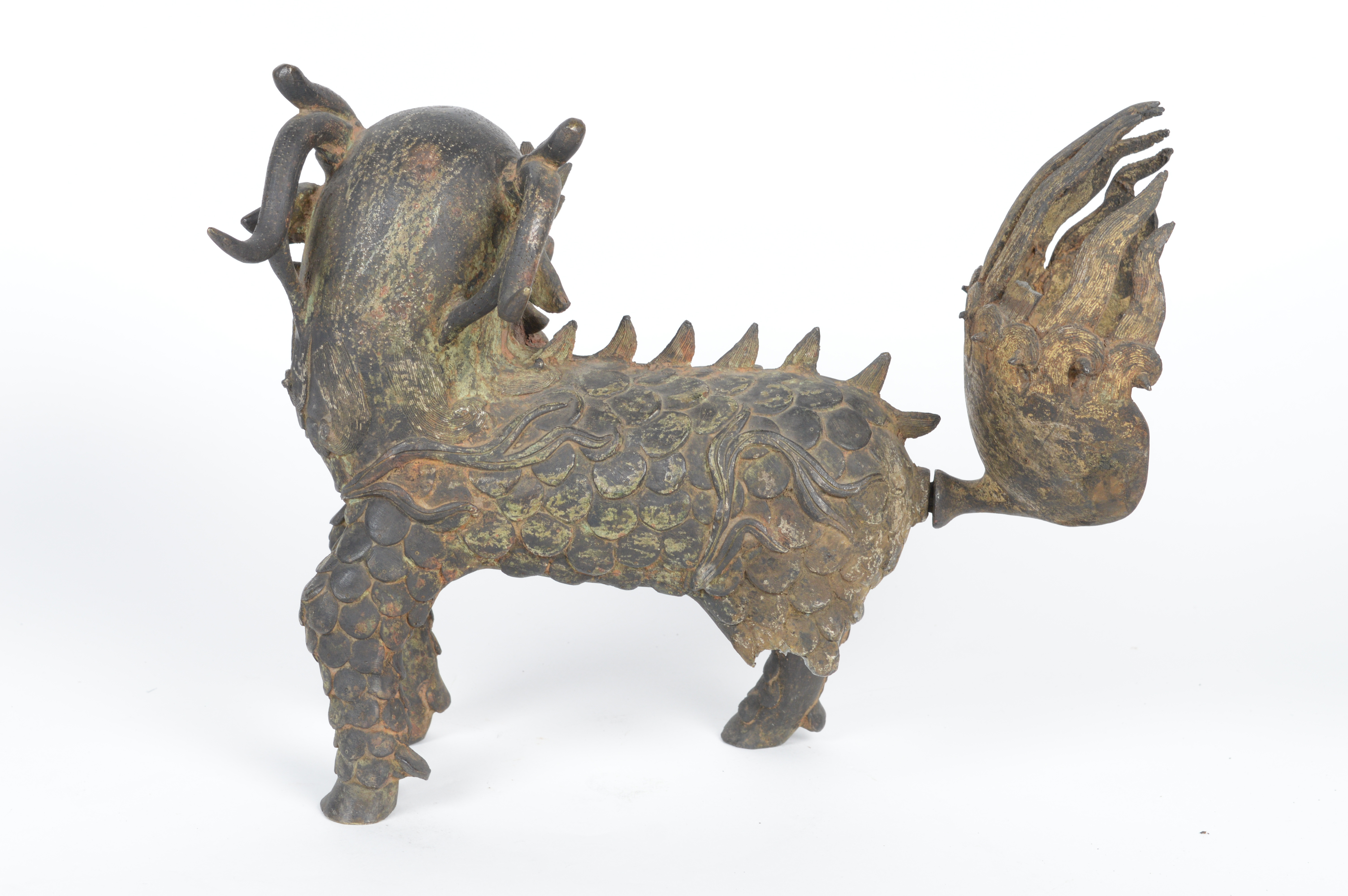 Late Qing Dynasty Spelter Chinese Qilin Sculpture