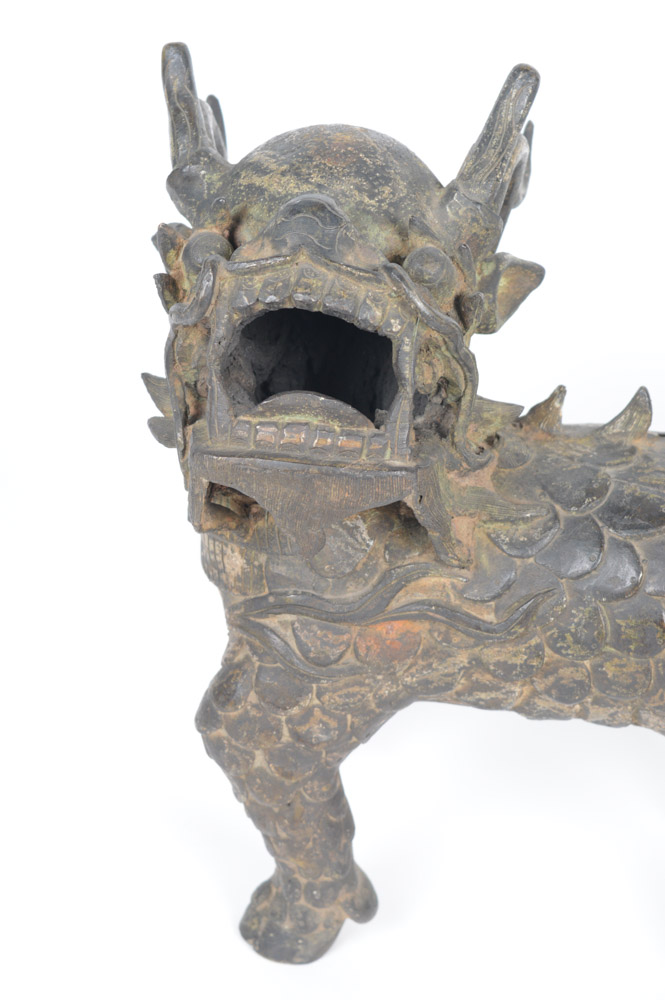 Late Qing Dynasty Spelter Chinese Qilin Sculpture