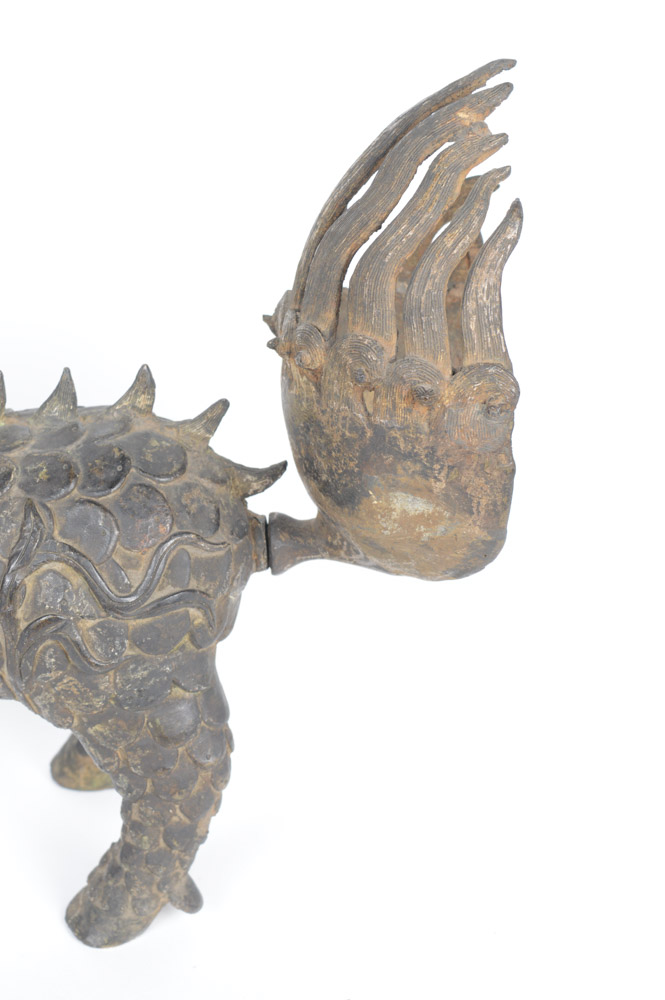 Late Qing Dynasty Spelter Chinese Qilin Sculpture