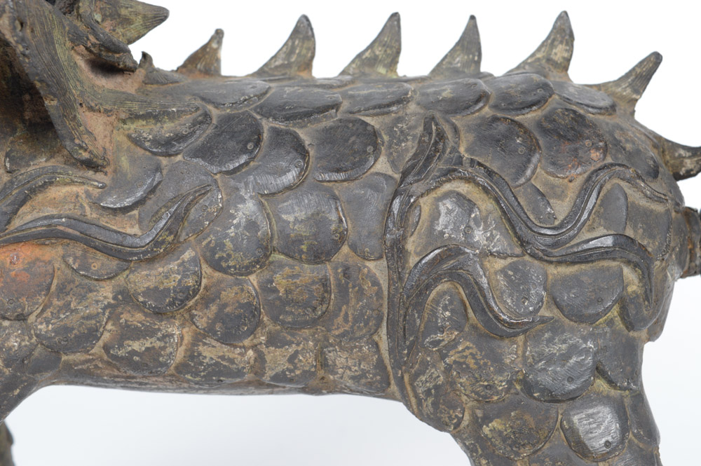 Late Qing Dynasty Spelter Chinese Qilin Sculpture