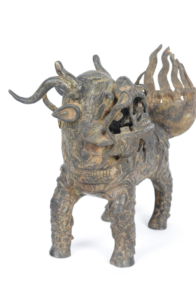 Late Qing Dynasty Spelter Chinese Qilin Sculpture