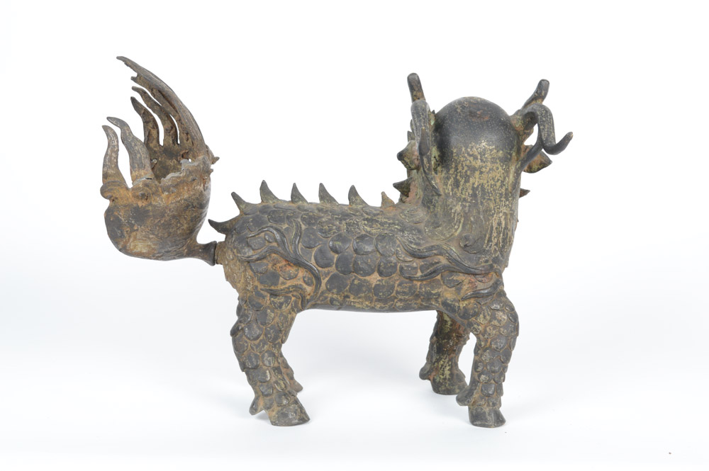 Late Qing Dynasty Spelter Chinese Qilin Sculpture