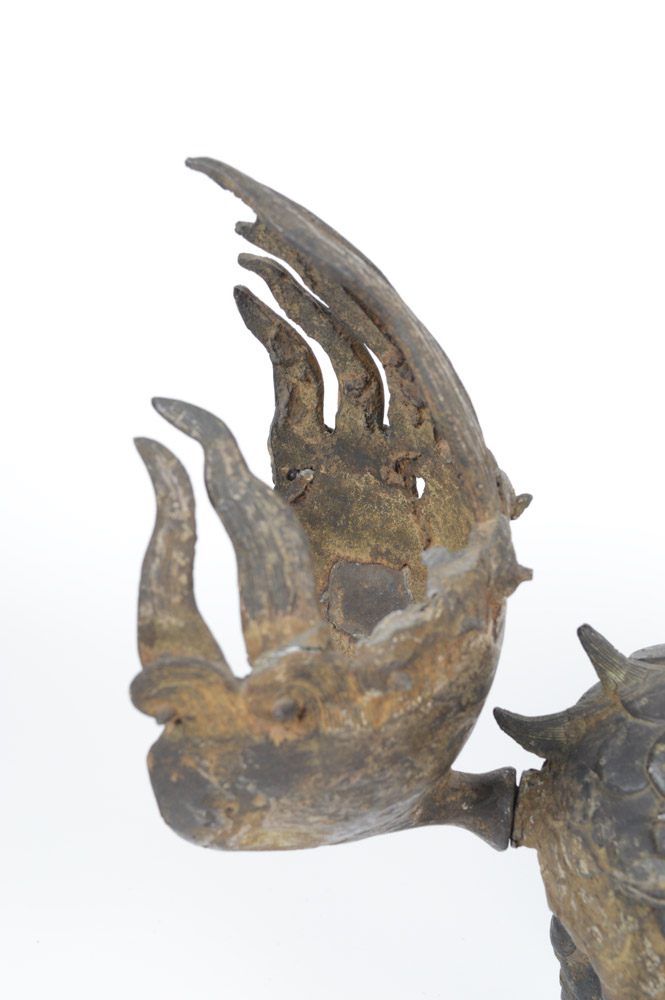 Late Qing Dynasty Spelter Chinese Qilin Sculpture