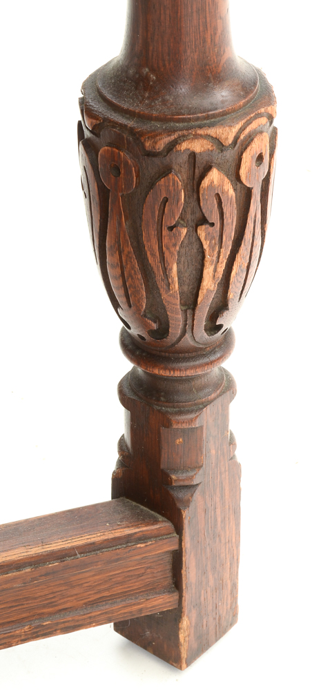 Vintage Tudor Revival Carved Oak Dining Set