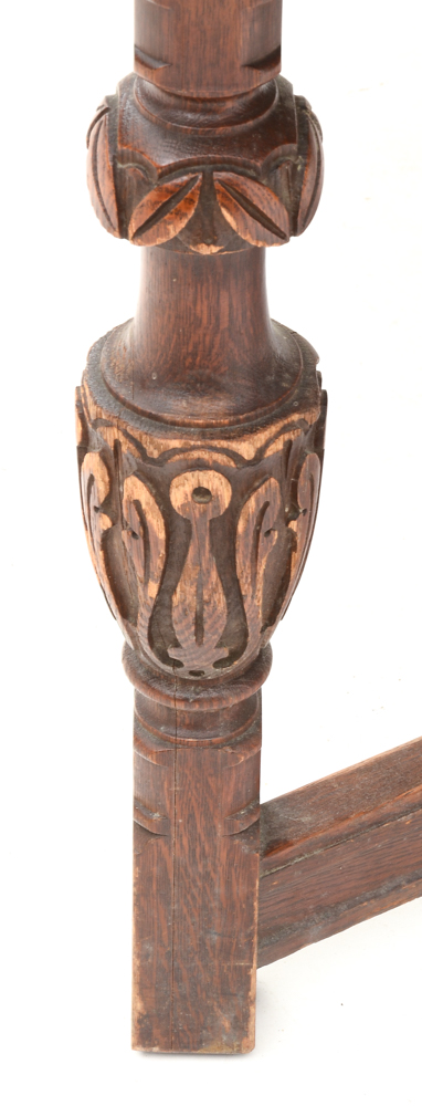 Vintage Tudor Revival Carved Oak Dining Set