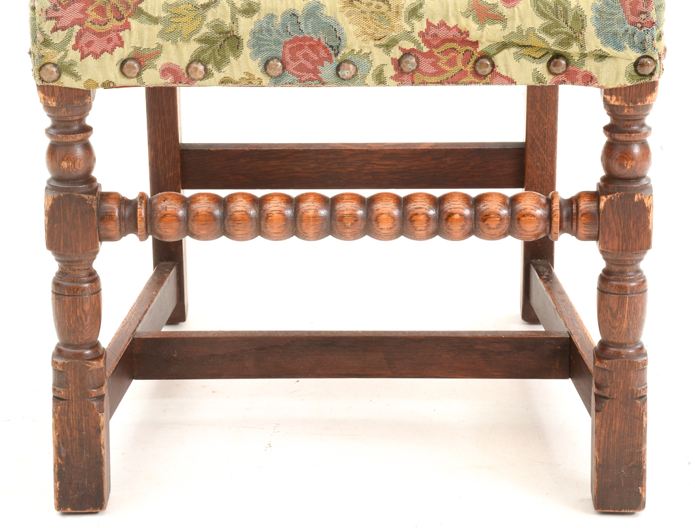 Vintage Tudor Revival Carved Oak Dining Set