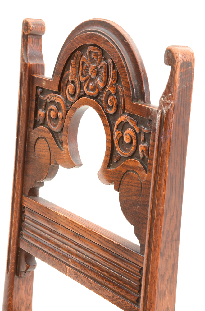 Vintage Tudor Revival Carved Oak Dining Set