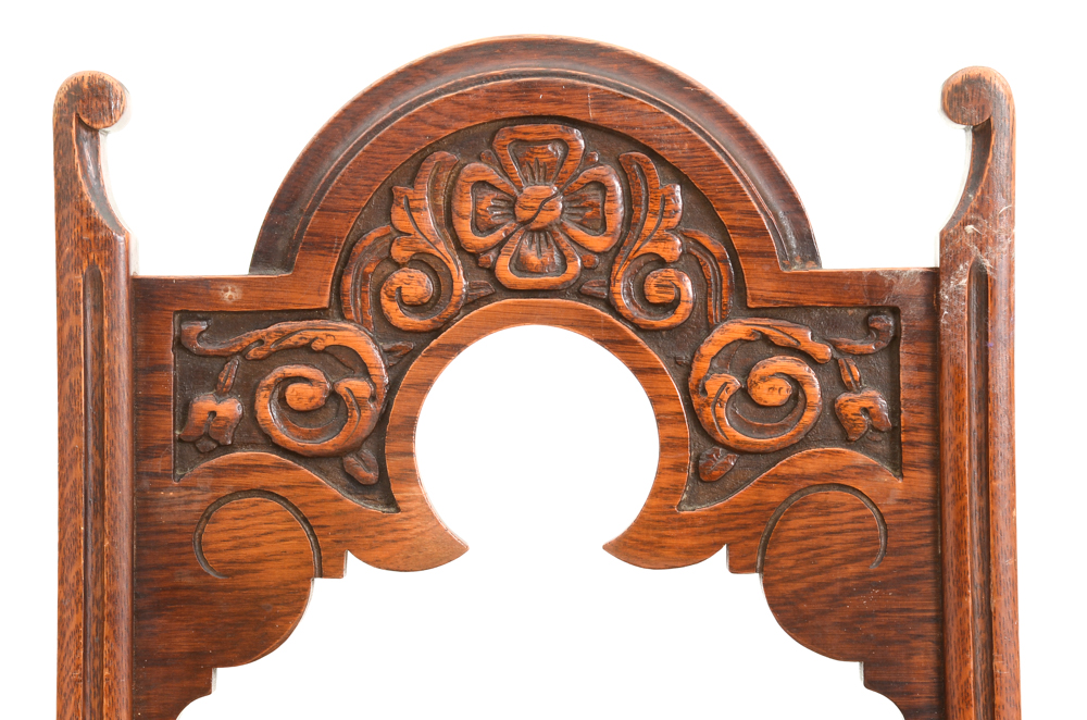 Vintage Tudor Revival Carved Oak Dining Set