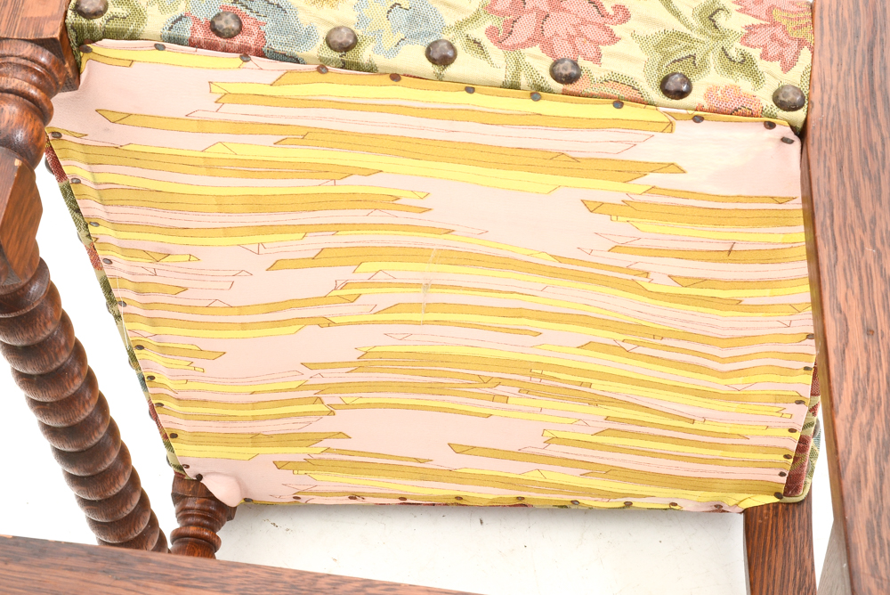 Vintage Tudor Revival Carved Oak Dining Set