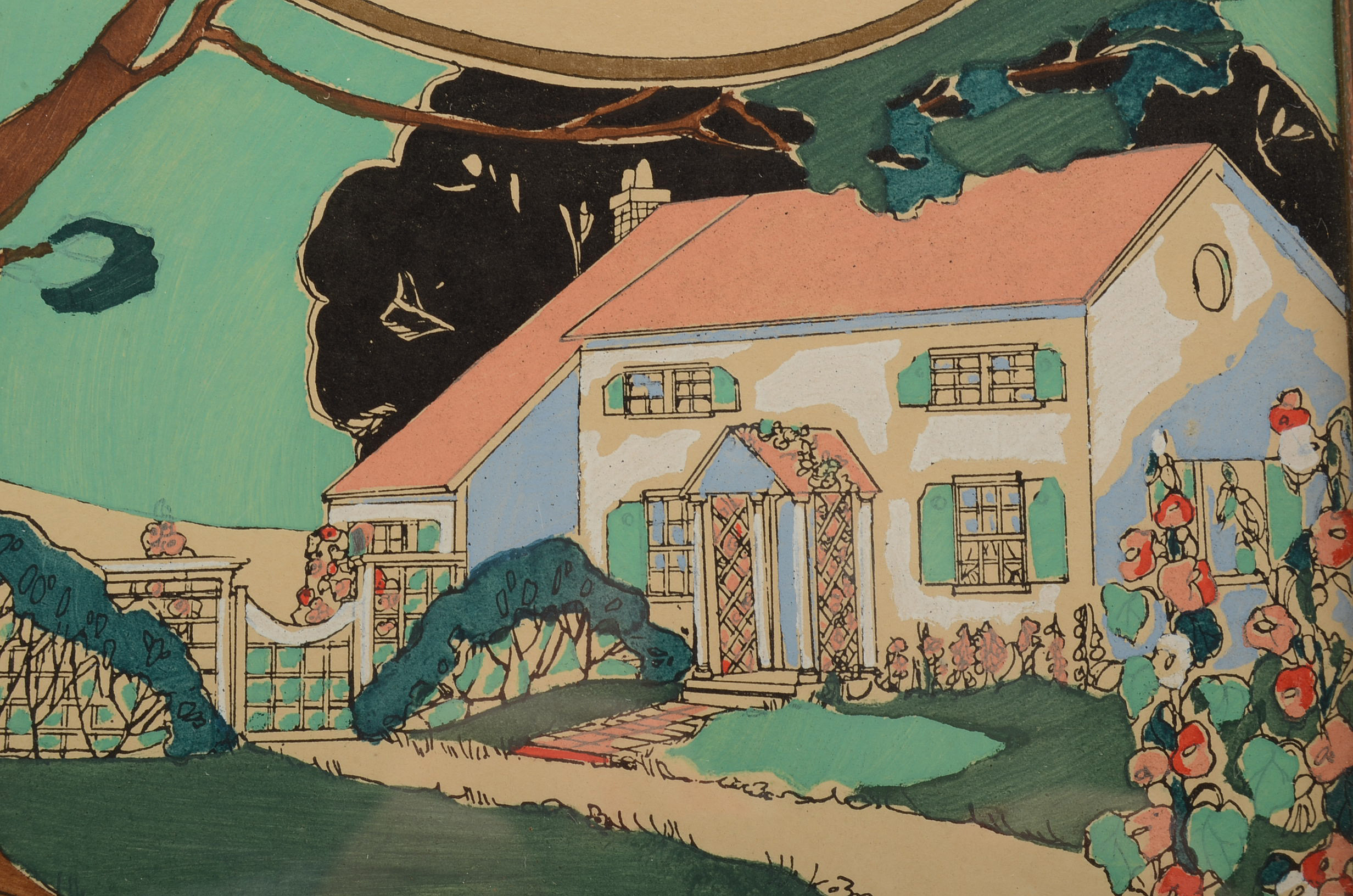 Hand-Painted Wood Engraving "Mother" Signed Bartlett