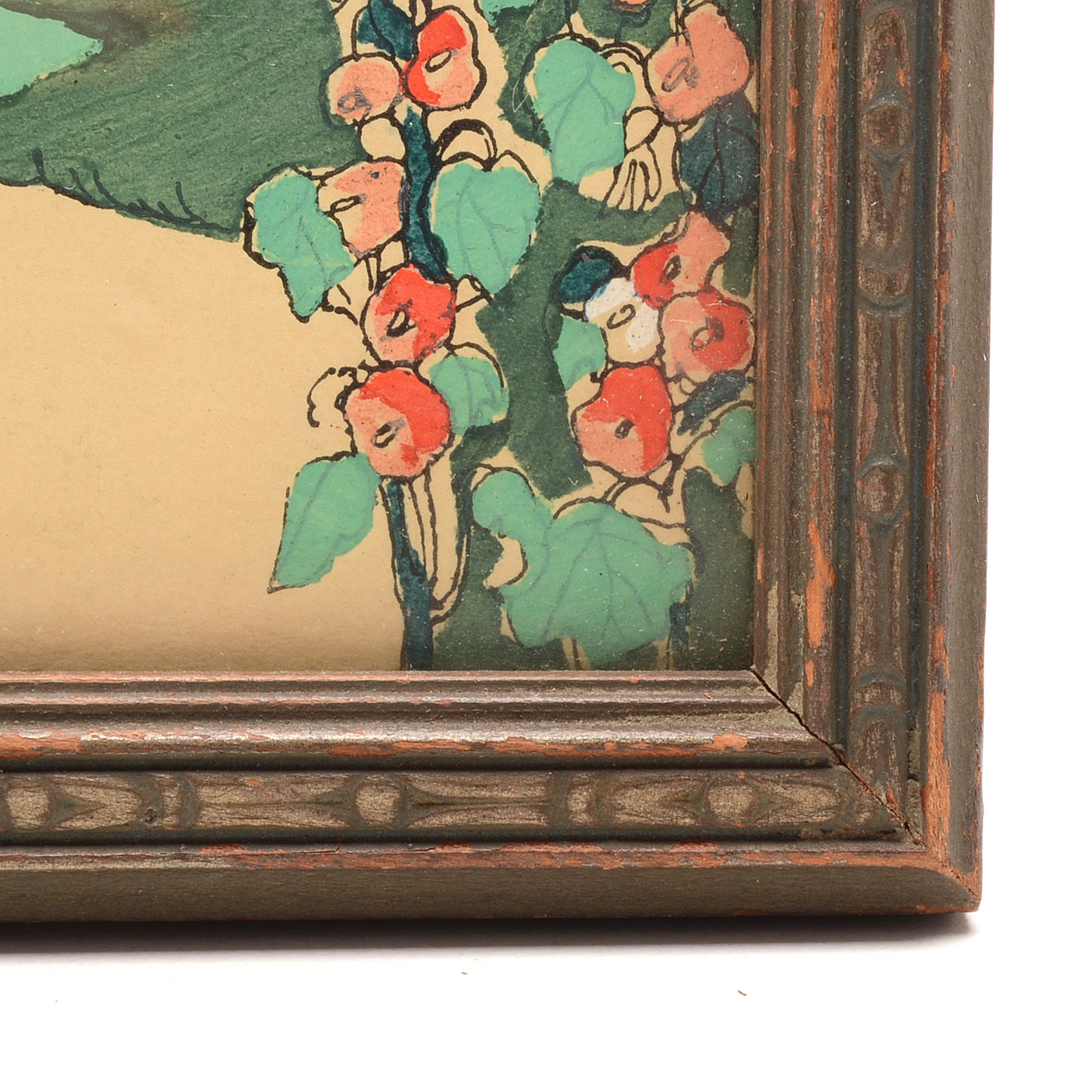 Hand-Painted Wood Engraving "Mother" Signed Bartlett