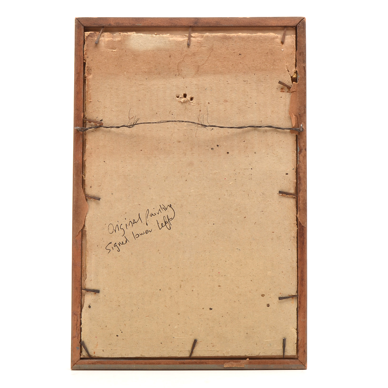 Hand-Painted Wood Engraving "Mother" Signed Bartlett