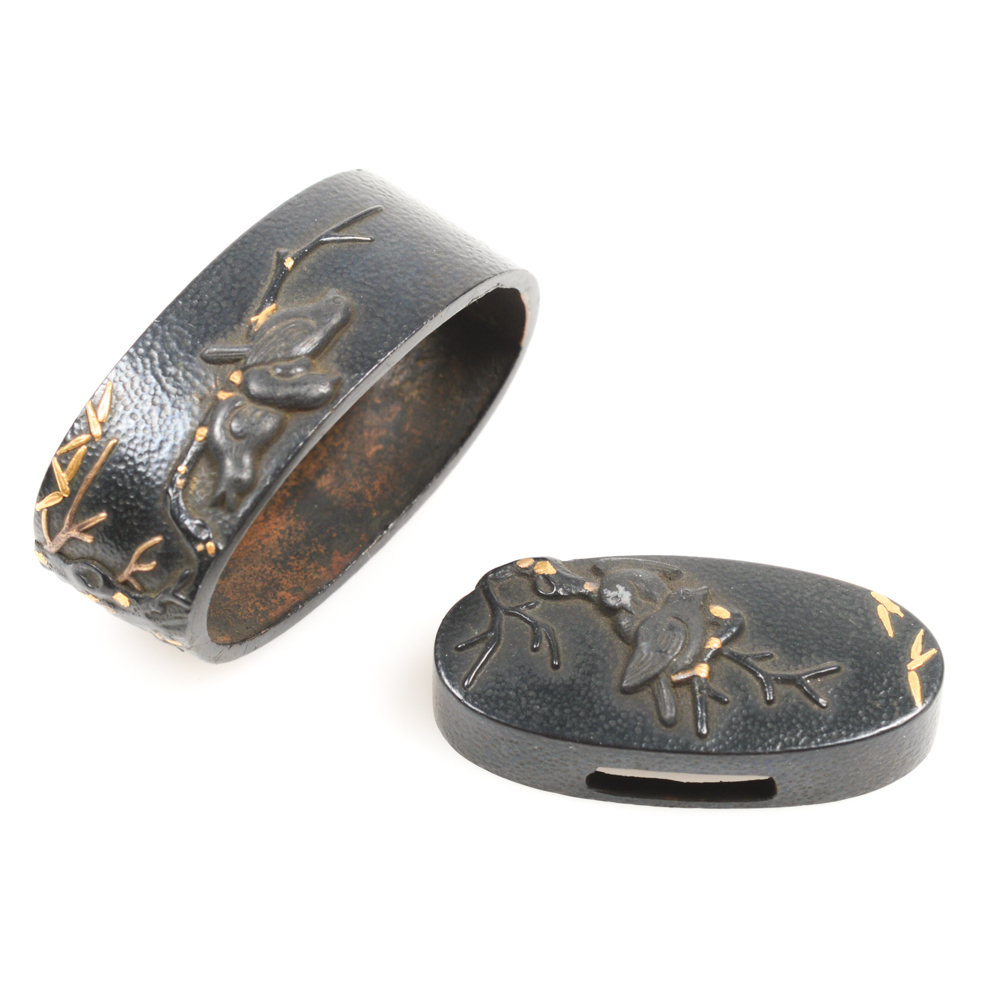 Antique Japanese Kashira Butt Cap and Fuchi Hilt Collar