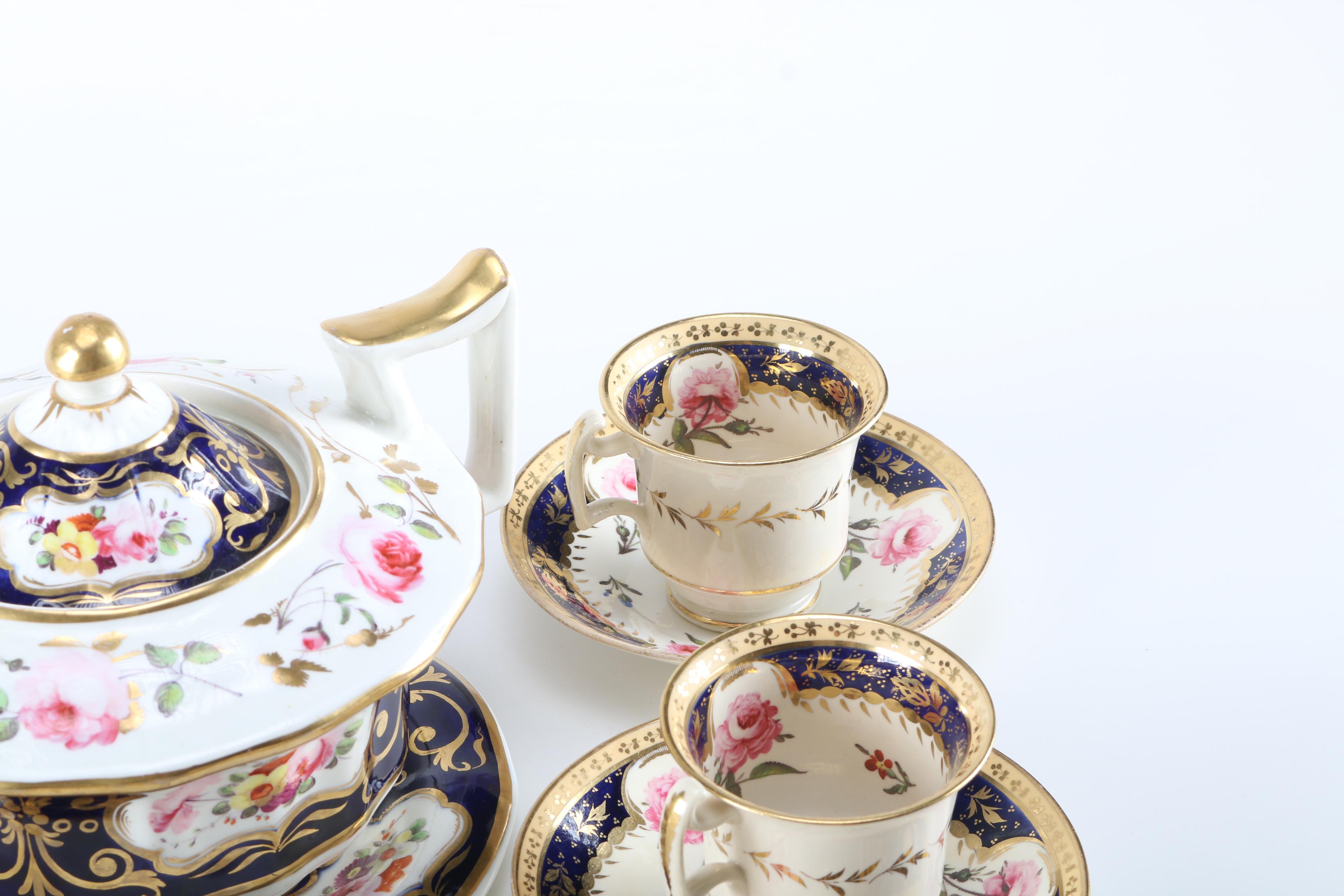 Antique Porcelain Hand-Painted Porcelain Tea Set