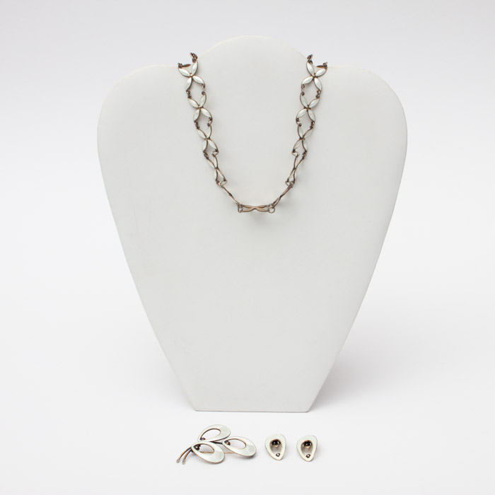 Sterling Silver White Enamel Jewelry Including Jemax of Denmark
