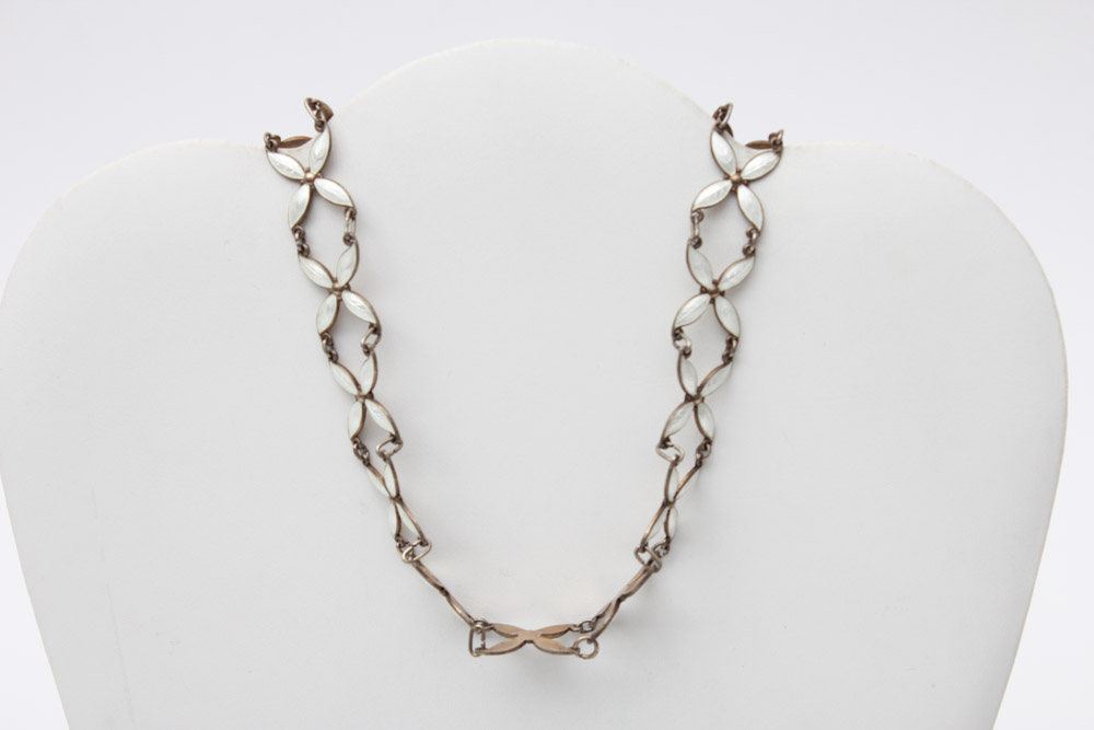 Sterling Silver White Enamel Jewelry Including Jemax of Denmark