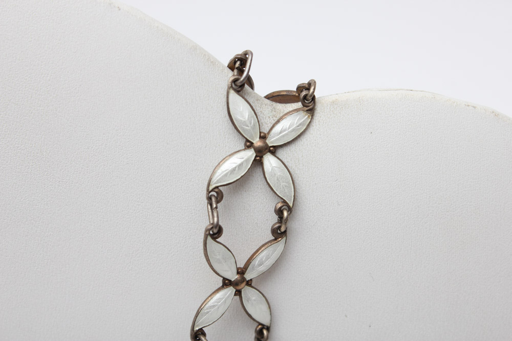 Sterling Silver White Enamel Jewelry Including Jemax of Denmark