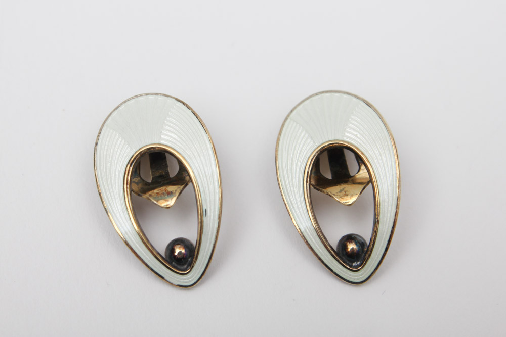 Sterling Silver White Enamel Jewelry Including Jemax of Denmark