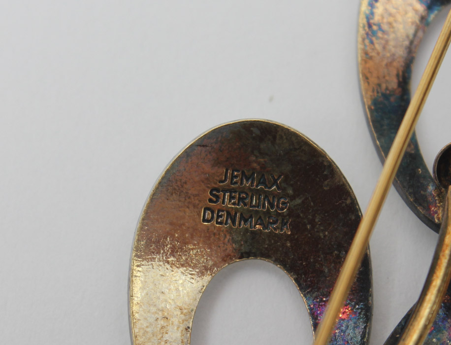 Sterling Silver White Enamel Jewelry Including Jemax of Denmark