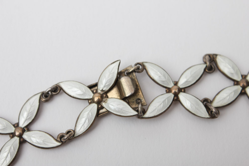 Sterling Silver White Enamel Jewelry Including Jemax of Denmark