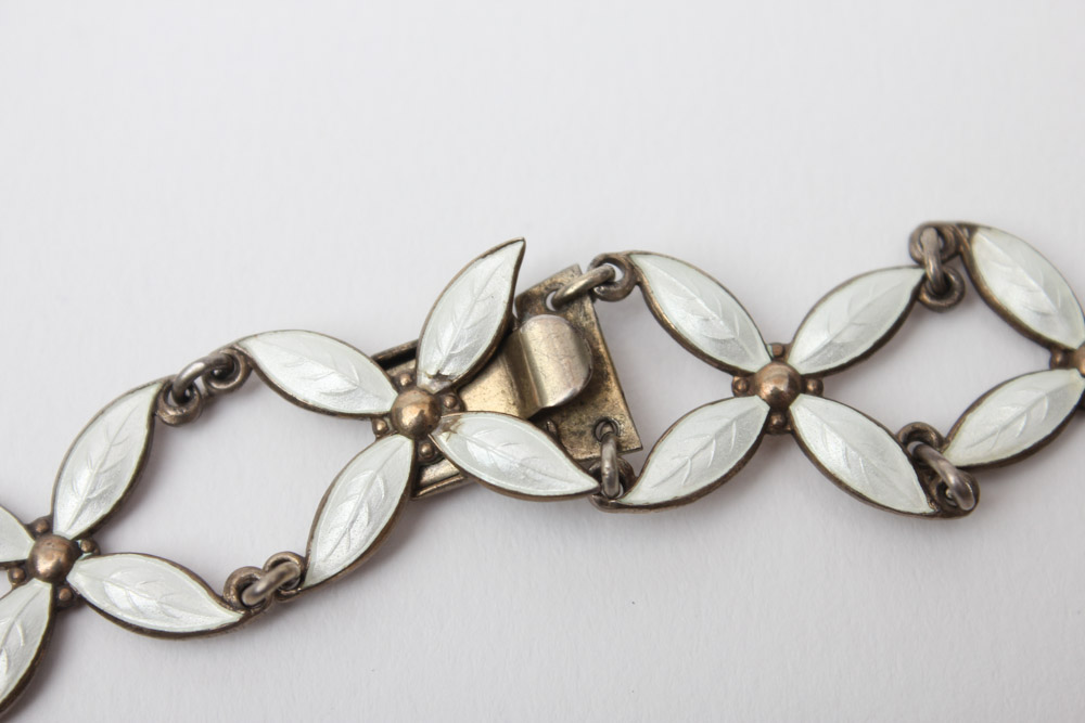 Sterling Silver White Enamel Jewelry Including Jemax of Denmark