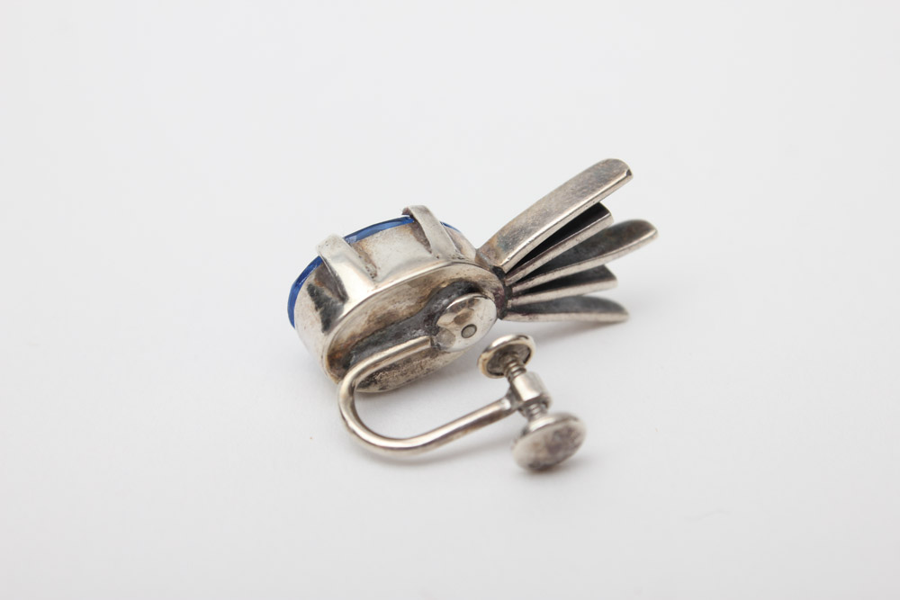 Vintage Sterling Silver Jewelry With Blue Glass and Rhinestones