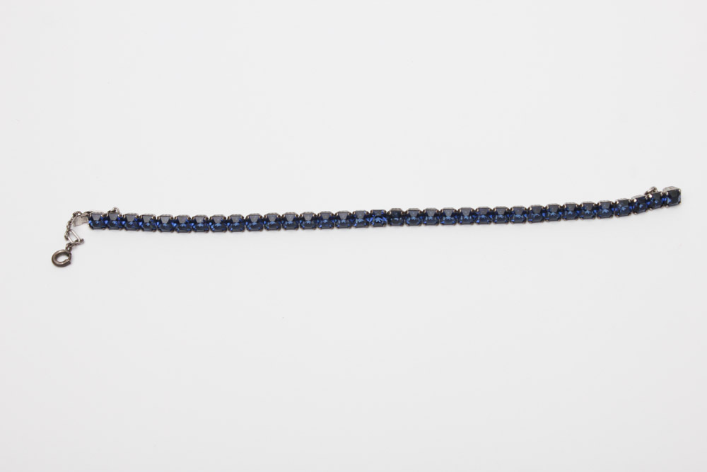 Vintage Sterling Silver Jewelry With Blue Glass and Rhinestones