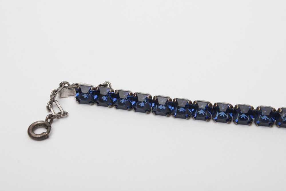 Vintage Sterling Silver Jewelry With Blue Glass and Rhinestones