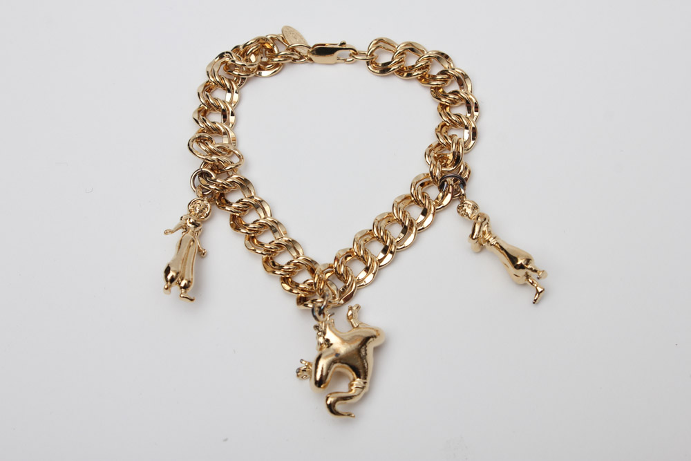 Gold Plate Over Sterling Silver Disney Charm Bracelets