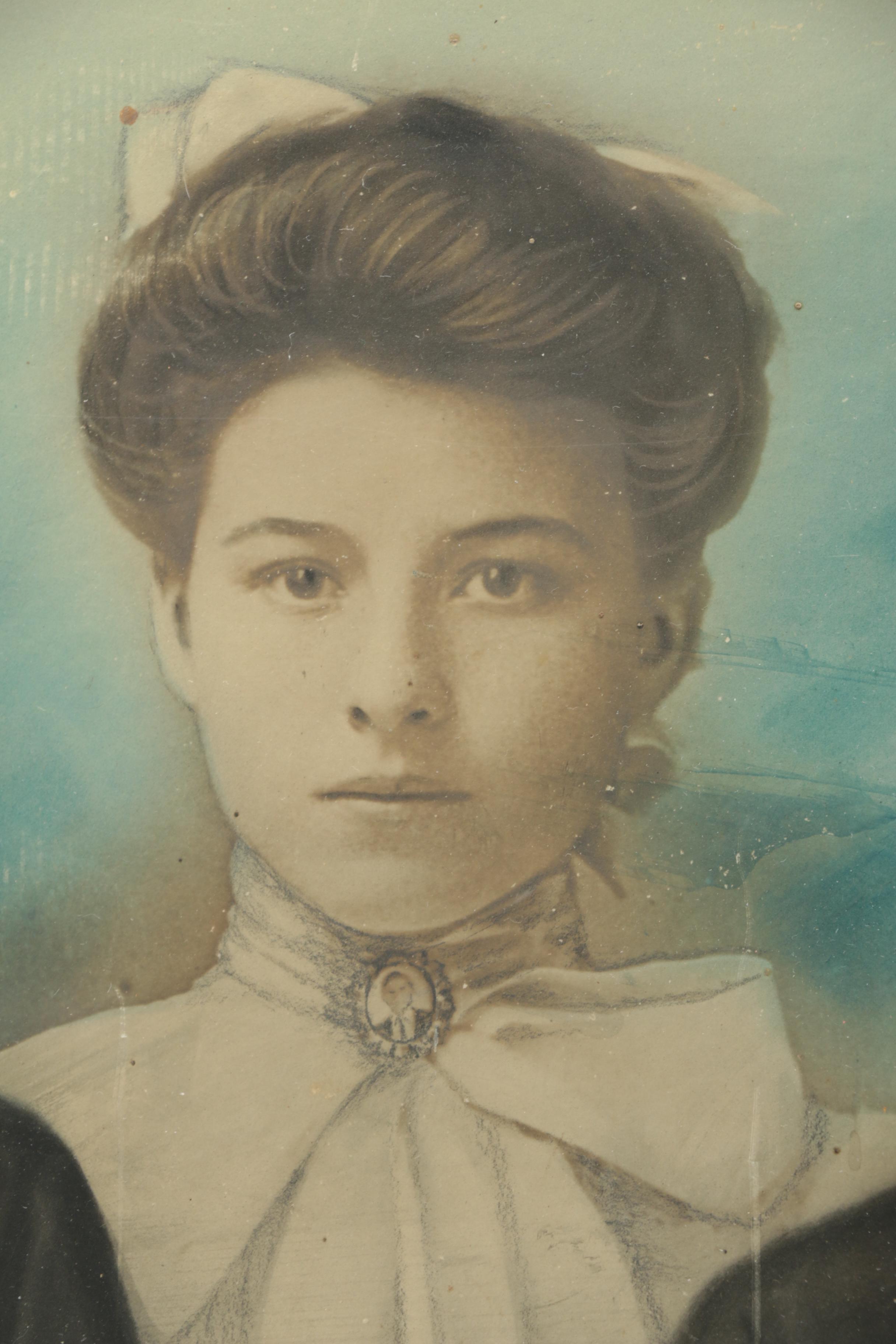 Antique Photogravure With Hand Colored Crayon Detail