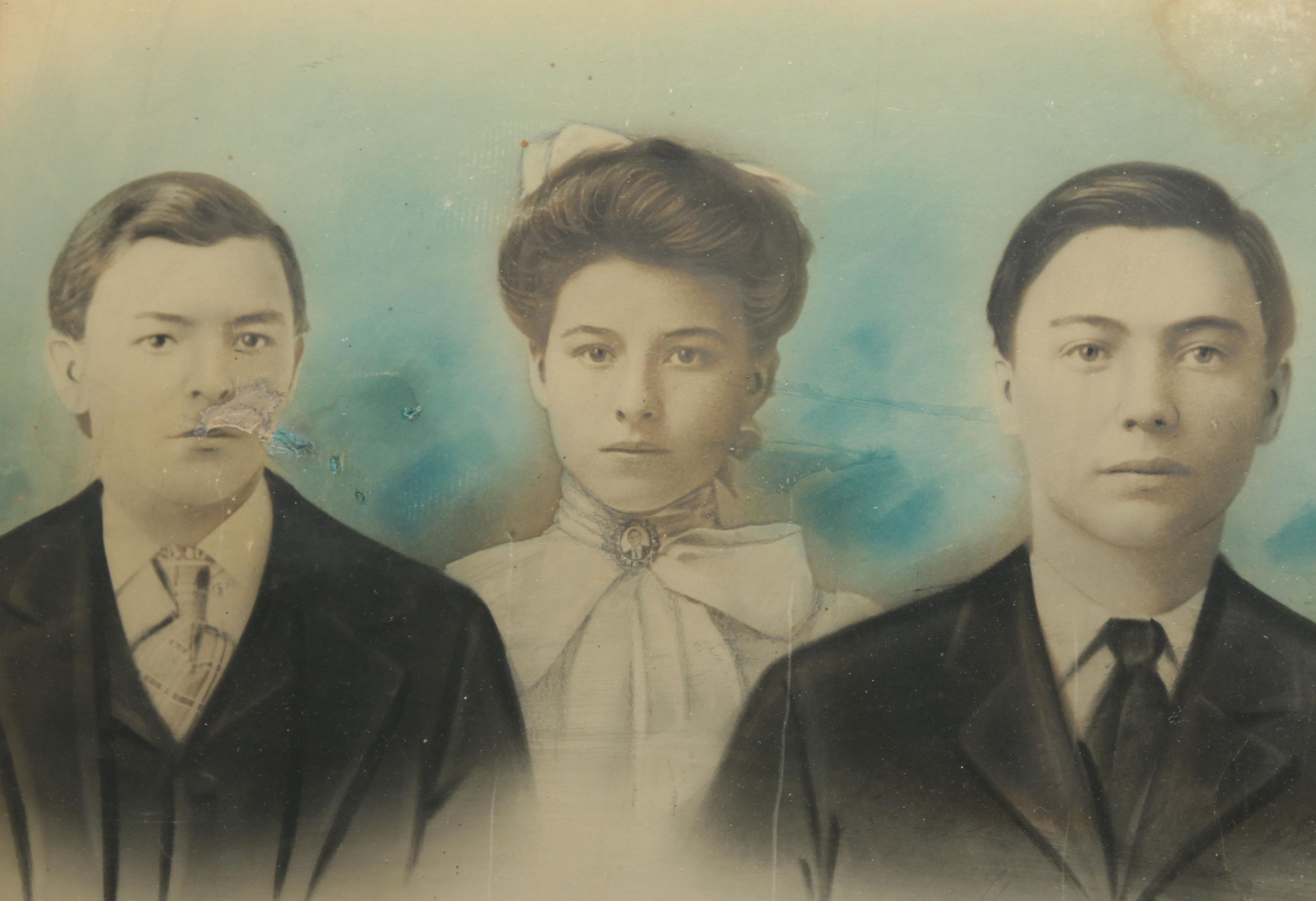 Antique Photogravure With Hand Colored Crayon Detail