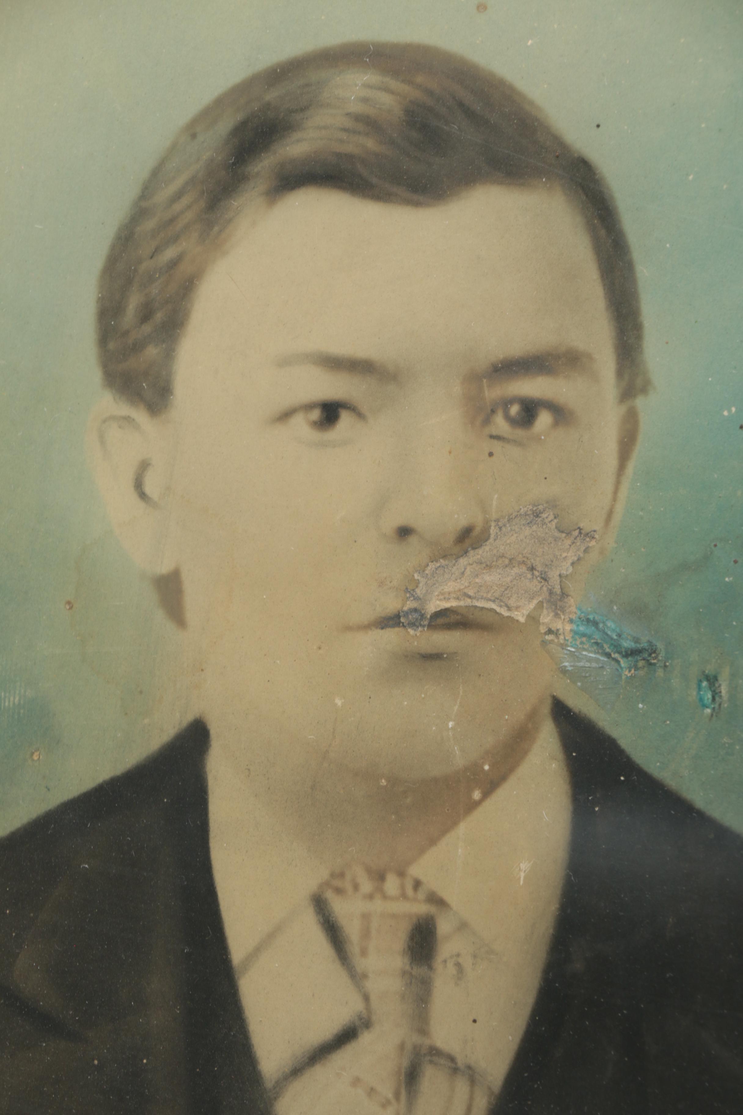 Antique Photogravure With Hand Colored Crayon Detail