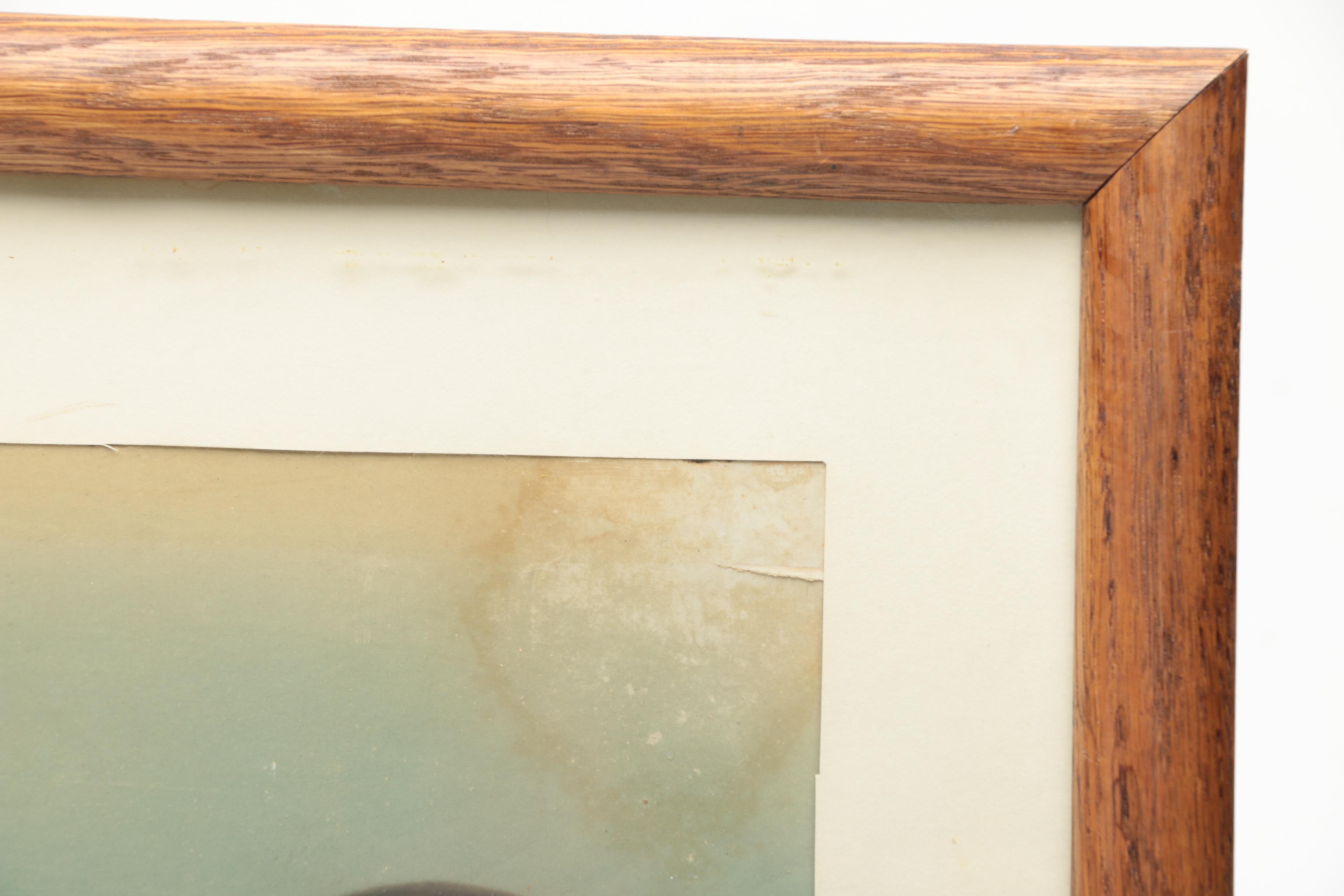 Antique Photogravure With Hand Colored Crayon Detail