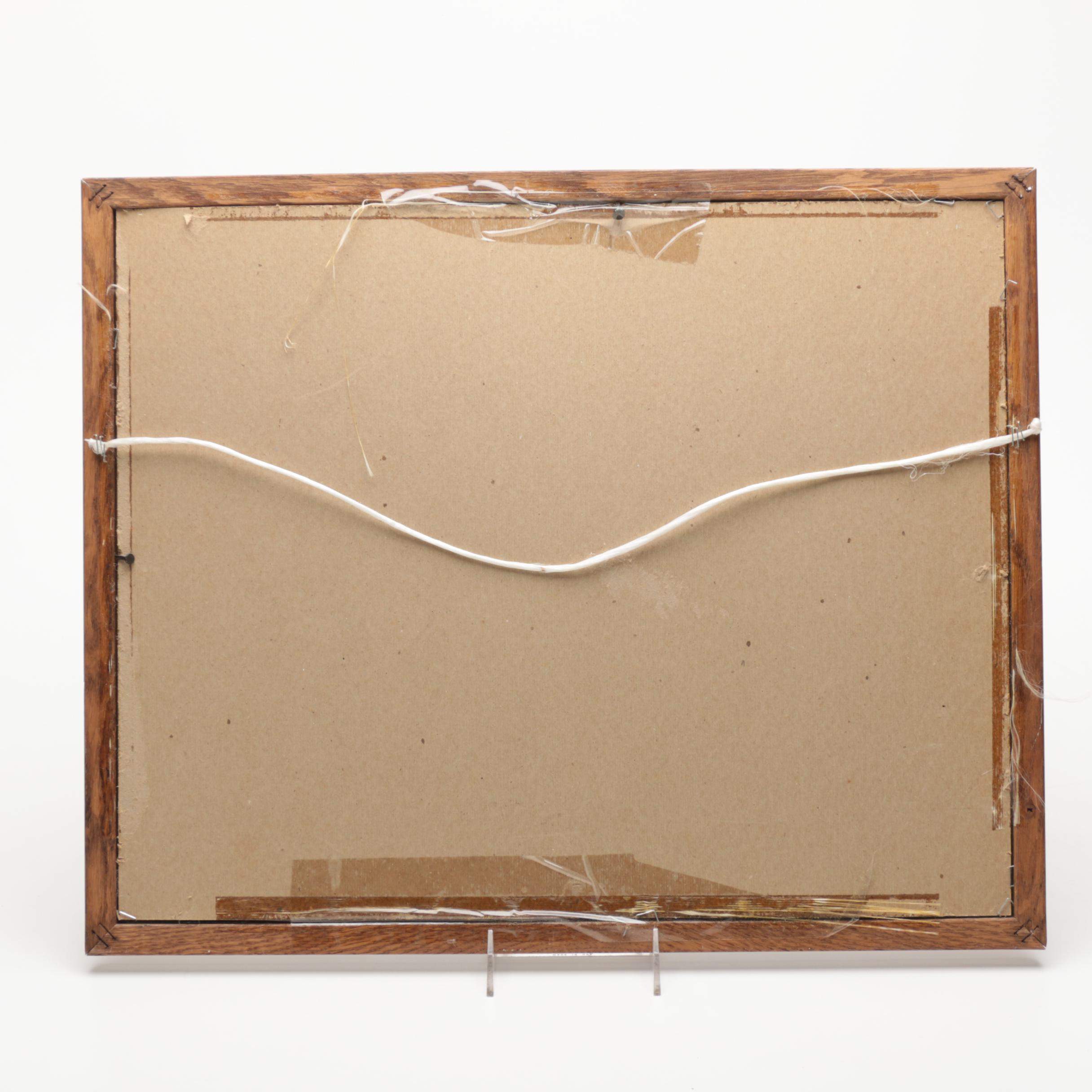 Antique Photogravure With Hand Colored Crayon Detail